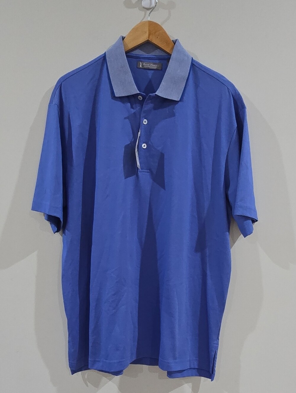 Daniel Cremieux Signature Collection Men's Blue Solid Short Sleeve Polo L